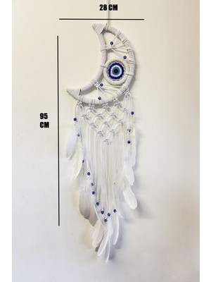 El Yapımı Makrome Düş Kapanı, Beyaz, Şık ve Zarif Dekorasyon Parçası