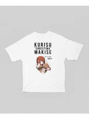 Kurisu Christina Makise 004 Baskılı Unisex Oversize Anime Karakter Tişört