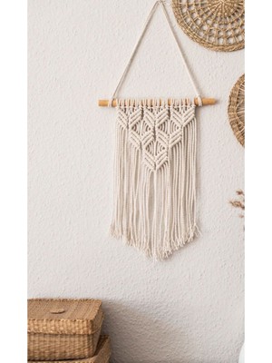 Ekru Makrome Duvar Süsü, Şık ve Doğal Dekoratif Aksesuar.