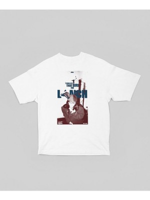 Tasarım Lunch Yazılı Tişört, Unisex Oversize Billie Eilish Tişört