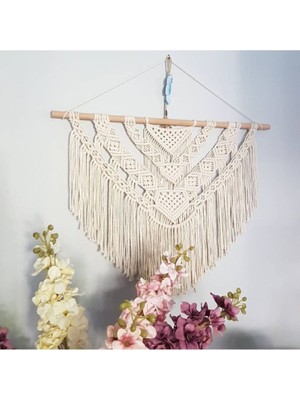 Ekru Makrome Duvar Süsü Güzel Dekoratif Aksesuar