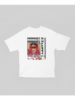One Piece Monkey D. Luffy Baskılı Unisex Oversize Anime Dizi Karakter Tişört