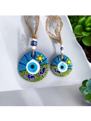 Çok Renkli Cam Nazar Boncuğu Duvar Süsü, Şık ve Enerji Dolu Dekorasyon Parçası