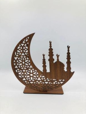Kahverengi Ramazan Hilal ve Cami Dekor Mumluğu, Şık ve Özel Tasarım.