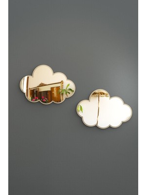 Beyaz Bulut Duvar Aynası Seti, Çocuk Odası Dekorasyonu, 2'li Paket