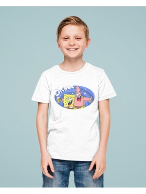 Süngerbob ve Patrick Baskılı Unisex Çizgi Film Çocuk Tişört (1-12 Yaş)