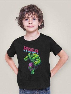 Hulk Baskılı Unisex Film Kahramanı Çocuk Tişört (1-12 Yaş)