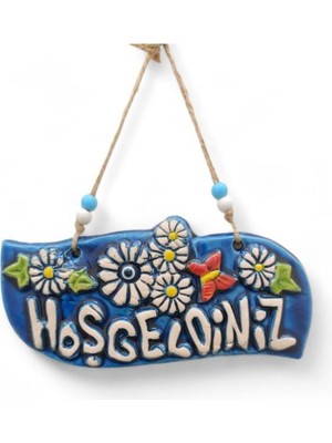 Renkli Seramik El Işi Duvar Süsü, Hoşgeldiniz ve Nazarlık Dekoru