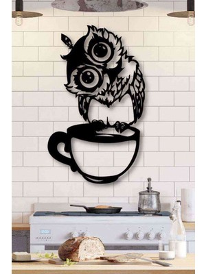 Beyaz Baykuş Fincan Üstü 3D Mdf Tablo, Şık ve Modern Dekorasyon Için Ideal Seçenektir.