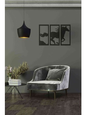 Siyah Mdf At Tablosu, Dekoratif Duvar Sanatı, Modern Ev Aksesuarı