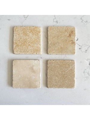 Doğal Taş 4'lü Renkli Bardak Altlığı Seti, Şık ve Dayanıklı Dekorasyon Ürünü