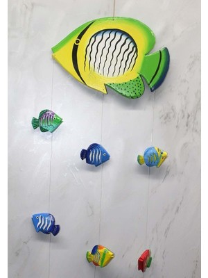 Ahşap Balıklı Rüzgar Çanı