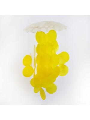 Sedef Sarı ve Pembe Rüzgar Çanı, 8 Inç, Doğal ve Şık Dekoratif Sesli Obje