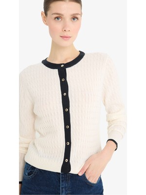 DeFacto Fitted Bisiklet Yaka Düğmeli Triko Hırka A1107AX25AU