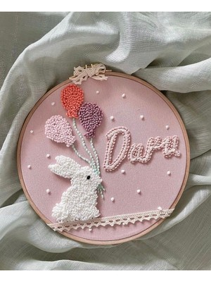 25 cm Renkli Nakış Işlemeli Duvar Süsü, Çocuk Odası ve Bebek Odası Için.