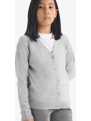 DeFacto Kız Çocuk V Yaka Düğmeli Okul Triko Hırkası E7708A825AU