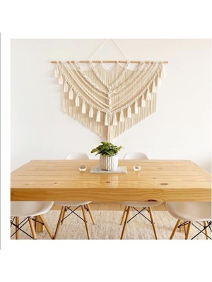 Ekru Makrome Duvar Süsü, Şık ve Doğal Dekorasyon Için Harika Bir Seçim