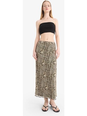 DeFacto A Form Desenli Normal Bel Penye Astar Tül Maxi Etek D7077AX25AU