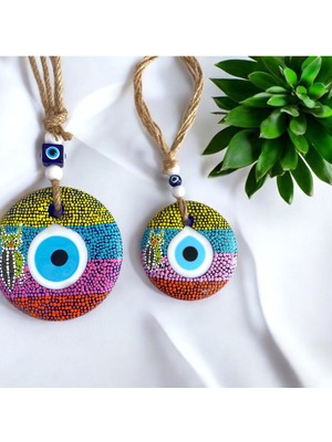 Çok Renkli Cam Nazar Boncuğu Duvar Süsü, Şık ve Enerjik Dekorasyon Parçası