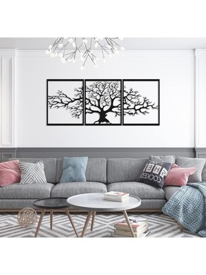 3'lü Hayat Ağacı Duvar Süsü, Şık ve Modern Dekorasyon Hediye