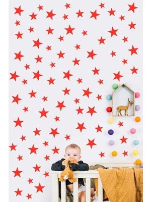 Kırmızı Yıldız Sticker 300 Adet, Dekor ve Hobi Için Renkli Çıkartma Seti