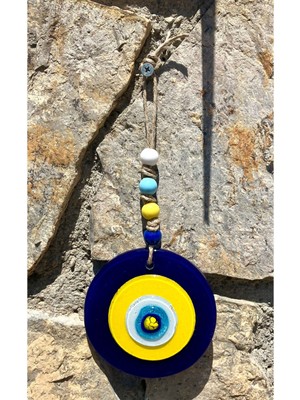 El Yapımı Lacivert Balkon Süsü, 10 Cm, Duvar Dekorasyonu, Nazar Boncuğu Şıklığı