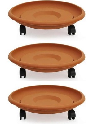 Omnipazar SO-TT02 Tekerlekli Saksı Tabağı No 2 Kiremit 3 Adet