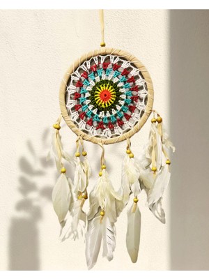 Örgü Düş Kapanı, Tüylü Rüya Kovucu, Huzurlu Uyku Için Doğal Dekorasyon