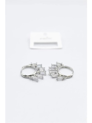 Baget Taşlı Shakira Küpe - Gümüş