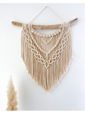 Ekru Makrome Duvar Süsü, Şık ve Doğal Dekoratif Obje