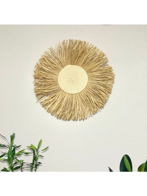 Ekru Kordon Ip Duvar Süsü, 35 Cm, Bohem Dekorasyon, Şık ve Doğal Görünüm