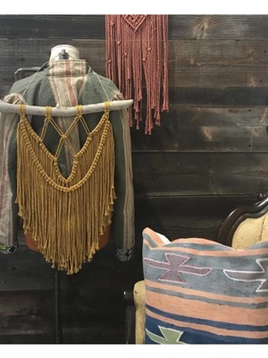 Şık Ekru Makrome Duvar Dekoru, Evinize Zarif Dokunuş