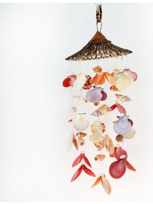 Pembe Ağaç Dalı Şapkalı Pecten Kabuklu Sarkaç Dekoratif Parça