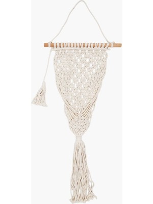 Şık Makrome Saksılık Duvar Dekor 35X80CM, Krem Renk