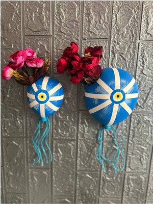 El Yapımı Mavi Seramik Duvar Saksısı ve Dekoratif Obje, Özel Tasarım.