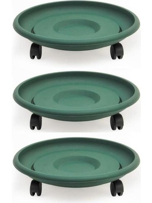 Omnipazar SO-TT02 Tekerlekli Saksı Tabağı No 2 Yeşil 3 Adet