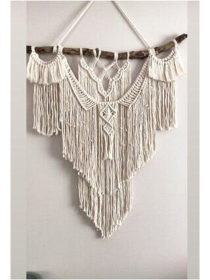 Makrome Lisa Duvar Dekoru Ekru Renkli Şık ve Zarif Tasarım