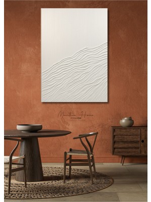 Dokulu Alçı Tablo - Zarif Akış, El Yapımı 3D Dekoratif Duvar Sanatı