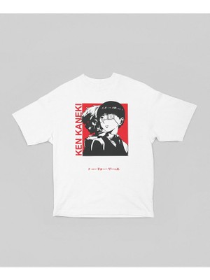 Ken Kaneki Baskılı Unisex Oversize Anime Karakter Tişört