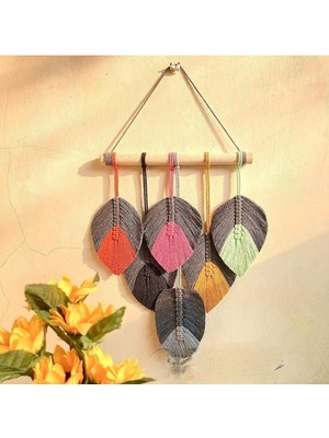 Renkli Makrome Duvar Süsü, Ev ve Ofis Dekoru Için Şık Tasarım