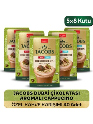 Jacobs Dubai Çikolatası Aromalı Cappucino Özel Kahve Karışımı 8 x 19,5gr  5'li Paket