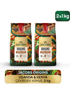 Jacobs Origins Uganda & Kenya Çekirdek Kahve 1 kg x 2 Adet
