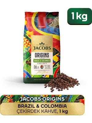 Jacobs Origins Brazil & Colombia 1 kg Çekirdek Kahve Özel Kavrulmuş Yoğun Aroma ile