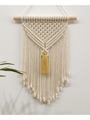 Şık Krem Makrome Duvar Süsü, Ev Dekorasyonuna Zarif Dokunuş