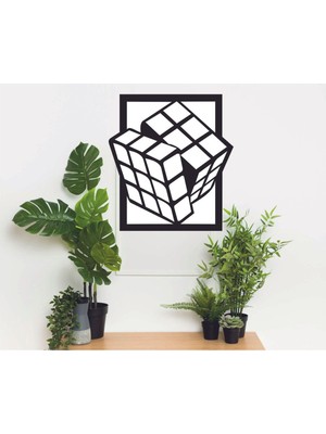 3D Ahşap Küp Dekoratif Tablo Siyah, Modern ve Şık Ev Dekorasyonu Seçeneği