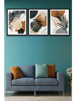 3 Parça Renkli Bohem Tarzı Mdf Tablo Seti, Şık ve Canlı Dekorasyon Için Ideal