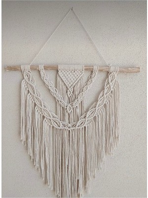 Ekru Makrome Duvar Süsü, Şık ve Doğal Dekoratif Aksesuar.