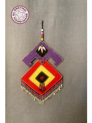 El Yapımı Otantik Deniz Kabuğu Boncuklu Duvar Süsü, Kırmızı Renk