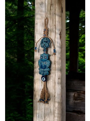 Renkli Baykuş ve Kuş Desenli Seramik Duvar Süsü 9X56CM