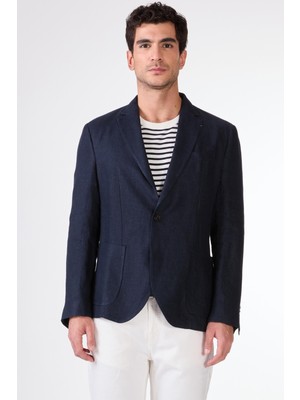 Dufy Erkek Slim Fit Mono Yaka Lacivert Ceket